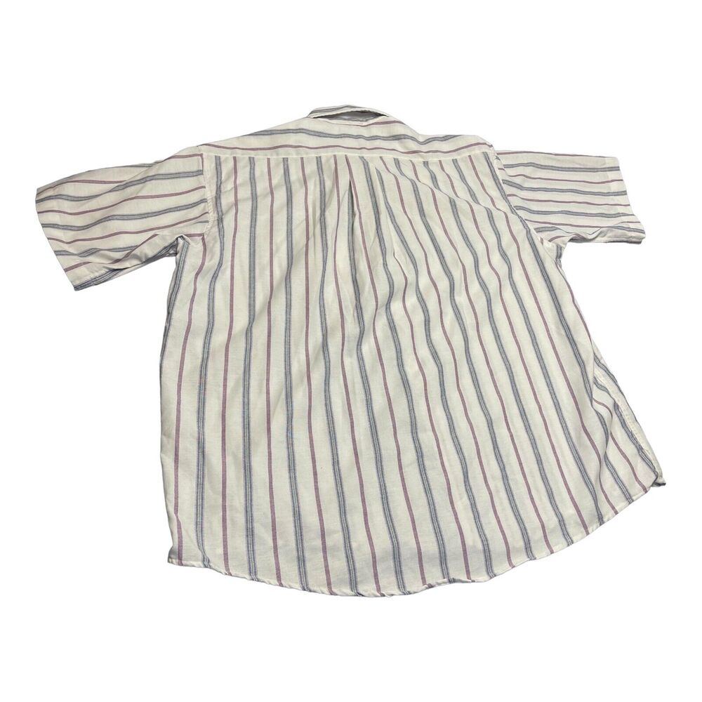 COTTON CLUB Dress Shirt Men 17.5 Multicolor Striped Short Sleeve Formal Business - Picture 6 of 8